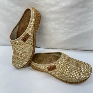 Taos Primavera Woven Slip On Clog Tan Size 38 (US 7 - 7.5) Comfort Made in Spain
